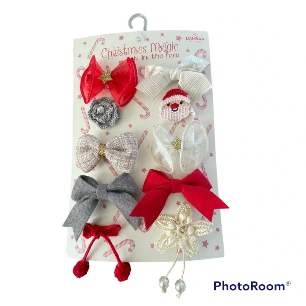 New Christmas Magic Is In The Hair Assorted Christmas Bows and Barrettes